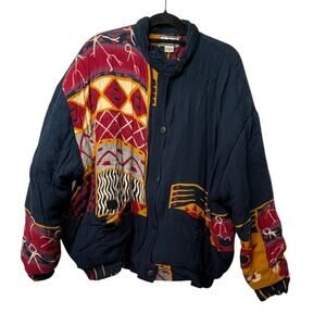 B.O.P. Vintage Bomber Jacket  Art to wear Aztec Design 2X